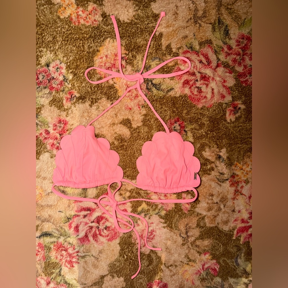 PINK Victoria's Secret Orange Scalloped Bikini Top